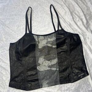 Harley-Davidson Black Lace-Panel Cropped Cami size Xl